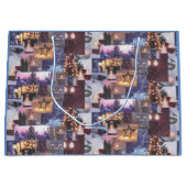 Blue Christmas Abend Snow Scenes and Lights Card Große Geschenktüte (Vorderseite)