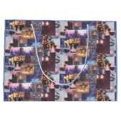 Blue Christmas Abend Snow Scenes and Lights Card Große Geschenktüte (Rückseite)
