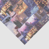 Blue Christmas Abend Snow Scenes and Lights Card Seidenpapier (Detail)