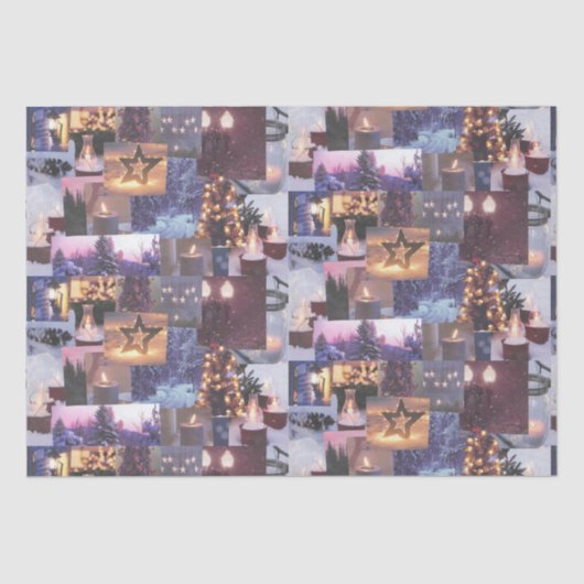 Blue Christmas Abend Snow Scenes and Lights Card Seidenpapier (Vorderseite)