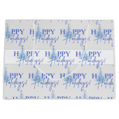 Blue Christmas Artsy Christmas Tree Gift Bag Große Geschenktüte (Vorderseite)