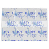 Blue Christmas Artsy Christmas Tree Gift Bag Große Geschenktüte (Rückseite)