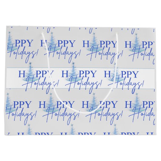 Blue Christmas Artsy Christmas Tree Gift Bag Große Geschenktüte (Rückseite)