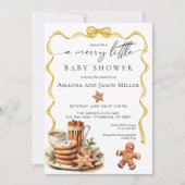 Blue Christmas Baby Dusche elegant neutrales Gold Save The Date (Vorderseite)