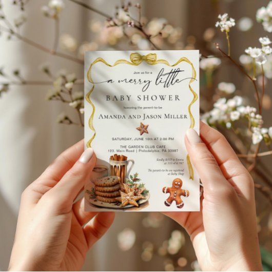 Blue Christmas Baby Dusche elegant neutrales Gold Save The Date