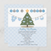Blue Christmas Baby Shower Einladungen (Vorne/Hinten)