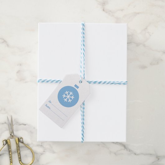 Blue Christmas Ball - Geschenketiketten Geschenkanhänger (Mit Garn)
