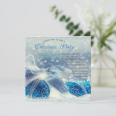 Blue Christmas Balls Corporate Weihnachten Einladung (Stehend Vorderseite)