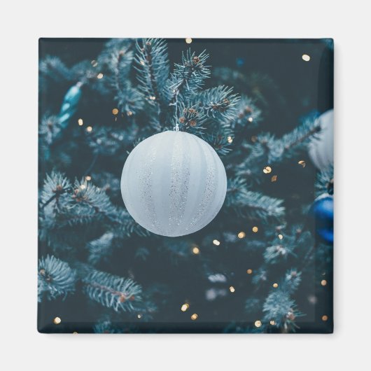 Blue Christmas Bauble Magnet (Vorne)
