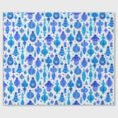 Blue Christmas Bauble Ornamente in Watercolor Geschenkpapier (Flach)