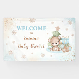 Blue Christmas Bear Boy Baby Shooting Banner