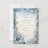 Blue Christmas Blume Jährliches Weihnachtsfest Par Einladung (Vorderseite)
