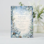 Blue Christmas Blume Jährliches Weihnachtsfest Par Einladung (Stehend Vorderseite)
