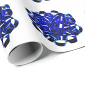 Blue Christmas Bow Beautiful Holiday Foto Geschenkpapier (Rolleneckpunkt)