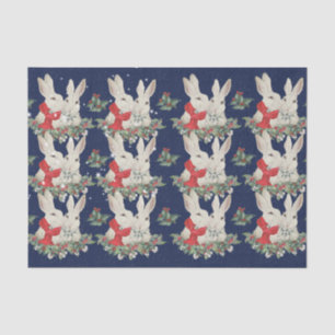 Blue Christmas Bunny Rabbits Snow Winter Whimsica Seidenpapier