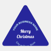 Blue Christmas Business Triangle Shape Sticker (Vorderseite)
