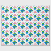 Blue Christmas Candy Cane & Gift Geschenkpapier (Flach)