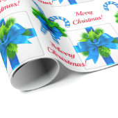 Blue Christmas Candy Cane & Gift Geschenkpapier (Rolleneckpunkt)