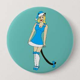 Blue Christmas catgirl Button