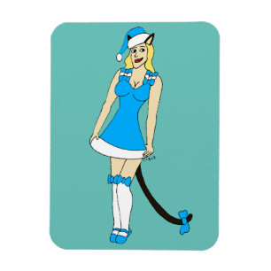 Blue Christmas catgirl Magnet