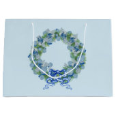 Blue Christmas Chinoiserie Wreath Große Geschenktüte (Vorderseite)