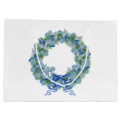 Blue Christmas Chinoiserie Wreath Tasche Große Geschenktüte (Rückseite)