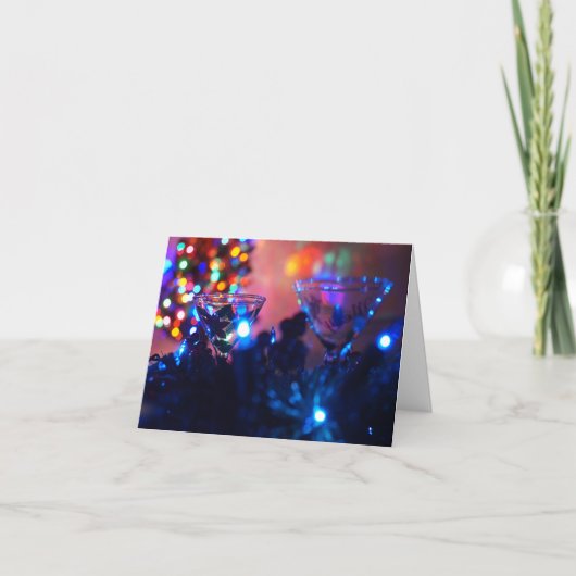 Blue Christmas Cocktails. Weihnachtsgrüße Karte (Vorderseite)