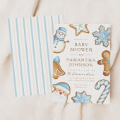 Blue Christmas Cookie Baby Shower Einladung