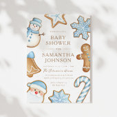 Blue Christmas Cookie Baby Shower Einladung