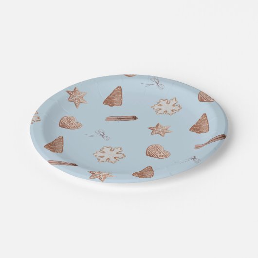 Blue Christmas Cookie Exchange Pappteller (Schrägansicht)