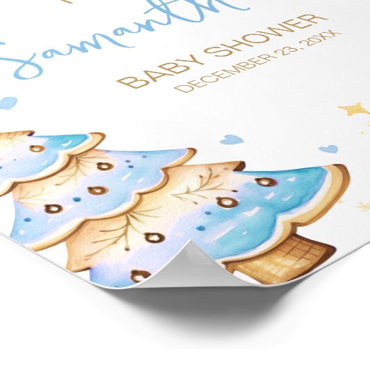 Blue Christmas Cookie Willkommen Poster (Ecke)