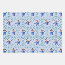 Blue Christmas Dancer the Reindeer Ballerina Geschenkpapier Set