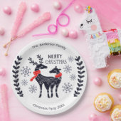 Blue Christmas Deers Personalisiert Paper Plate Pappteller (Party)