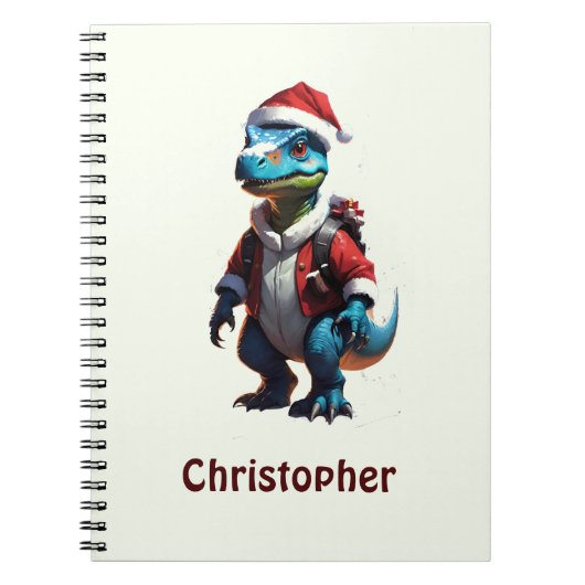 Blue Christmas Dinosaurier Notizblock (Vorderseite)