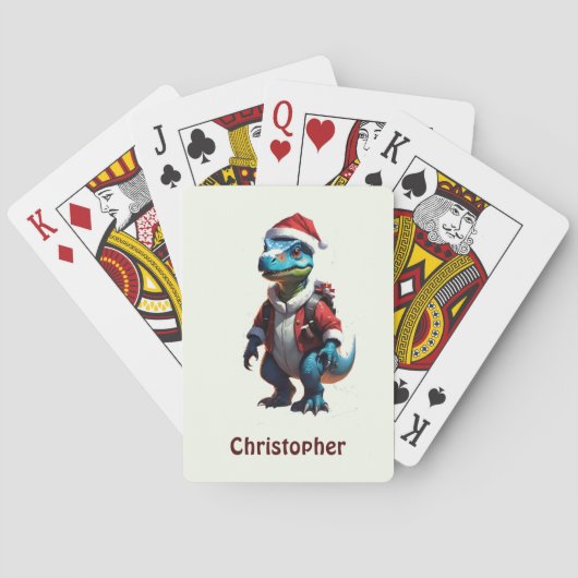 Blue Christmas Dinosaurier Spielkarten (Rückseite)