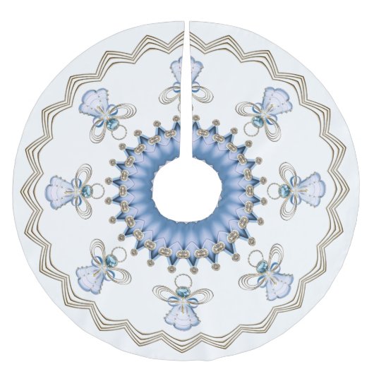 Blue Christmas Engel of Faith Circle Elegante Polyester Weihnachtsbaumdecke (Vorderseite)