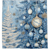 Blue Christmas Ephemera Duschvorhang (Vorderseite)