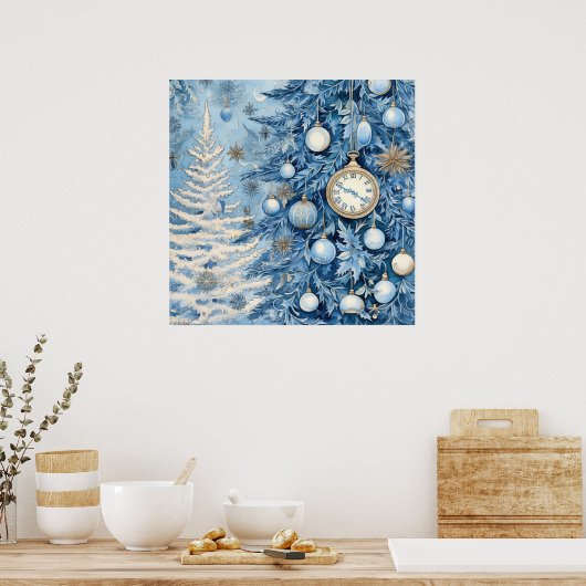 Blue Christmas Ephemera Poster (Küche)
