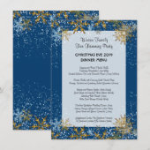 Blue Christmas Family Dinner Menü Vorlage (Vorne/Hinten)