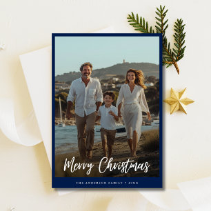 Blue Christmas Family Foto Nautical Greetings Feiertagskarte