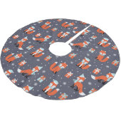 Blue Christmas Fox Pattern Polyester Weihnachtsbaumdecke (Schrägansicht)