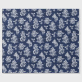 Blue Christmas Frost Snowman Rustic Geschenkpapier (Flach)