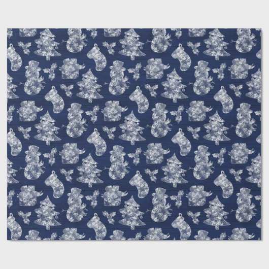 Blue Christmas Frost Snowman Rustic Geschenkpapier (Flach)