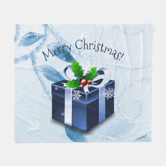 Blue Christmas Geschenk Blanket Fleecedecke (Vorderseite (Horizontal))