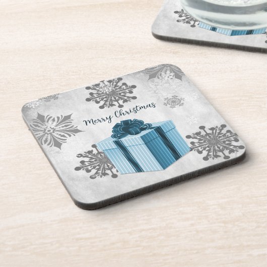 Blue Christmas Geschenk Coaster Getränkeuntersetzer (Linke Seite)