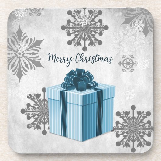 Blue Christmas Geschenk Coaster Getränkeuntersetzer (Vorderseite)