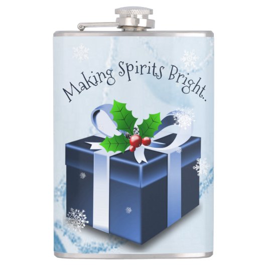 Blue Christmas Geschenk Flask Flachmann (Vorderseite)