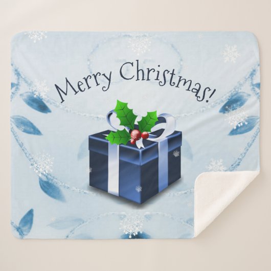 Blue Christmas Geschenk Sherpa Blanket Sherpadecke (Vorderseite (Horizontal))