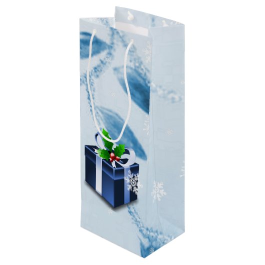 Blue Christmas Geschenk Wein Geschenktasche Geschenktüte Für Weinflaschen (Rückseite Schrägansicht)