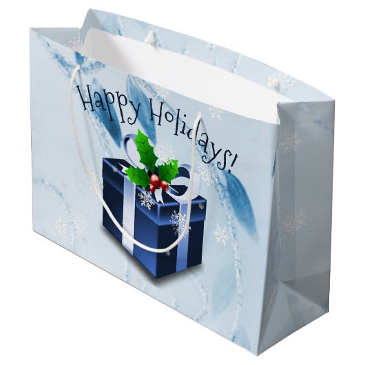 Blue Christmas Geschenkboxen Geschenktasche Große Geschenktüte (Rückseite Schrägansicht)